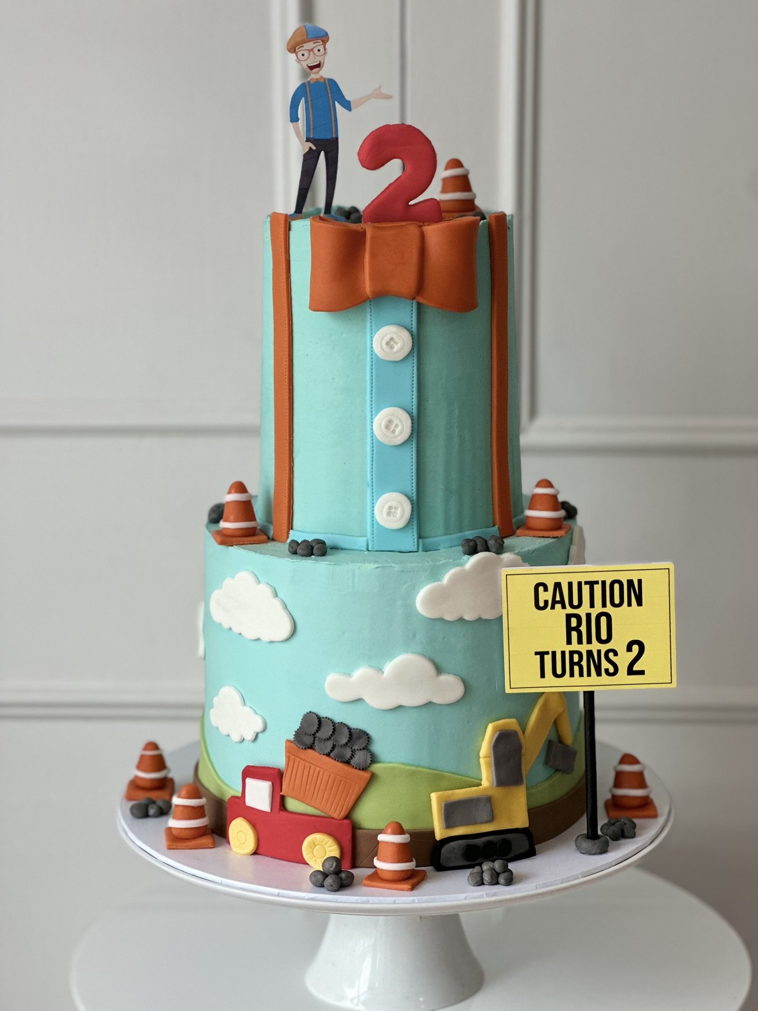 Rio Turns 2 Blippi construction birthday cake