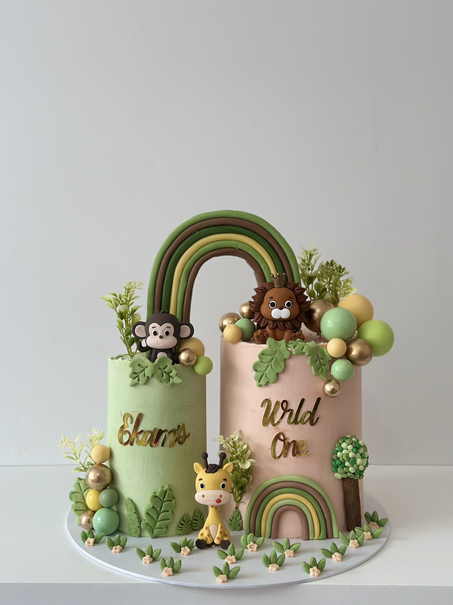 Ekam Wild One jungle safari twin birthday cake
