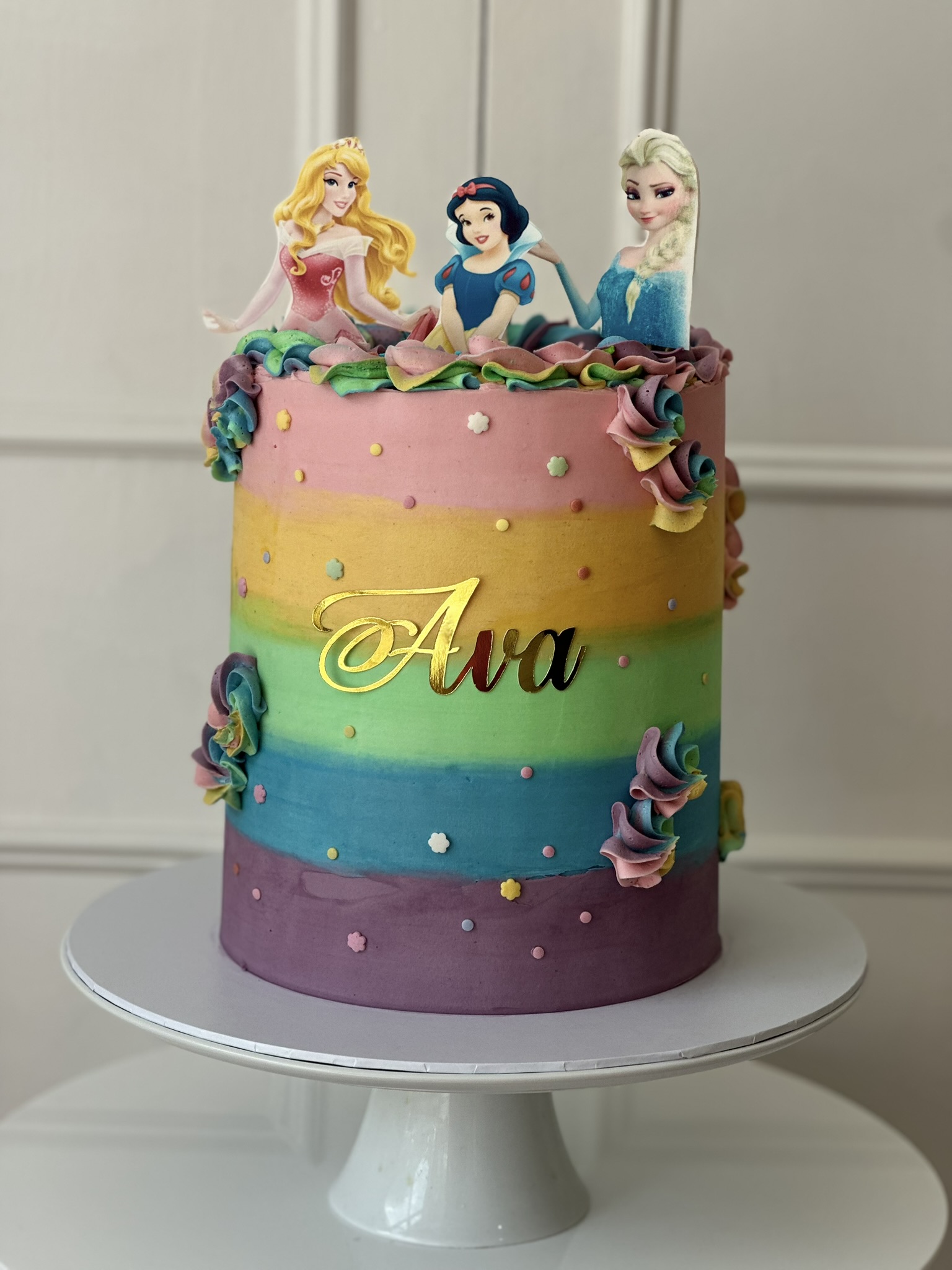 Ava Disney princess rainbow birthday cake