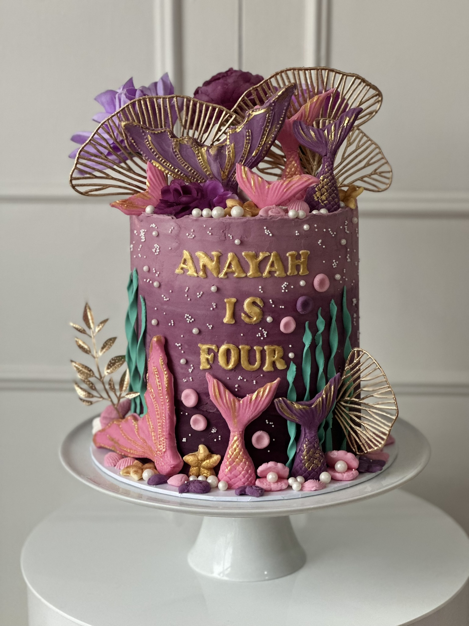 Anayah is Four mermaid birthday cake