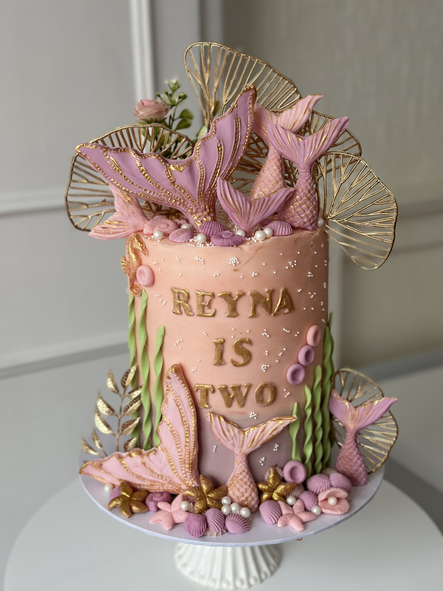 Reyna is Two mermaid birthday cake