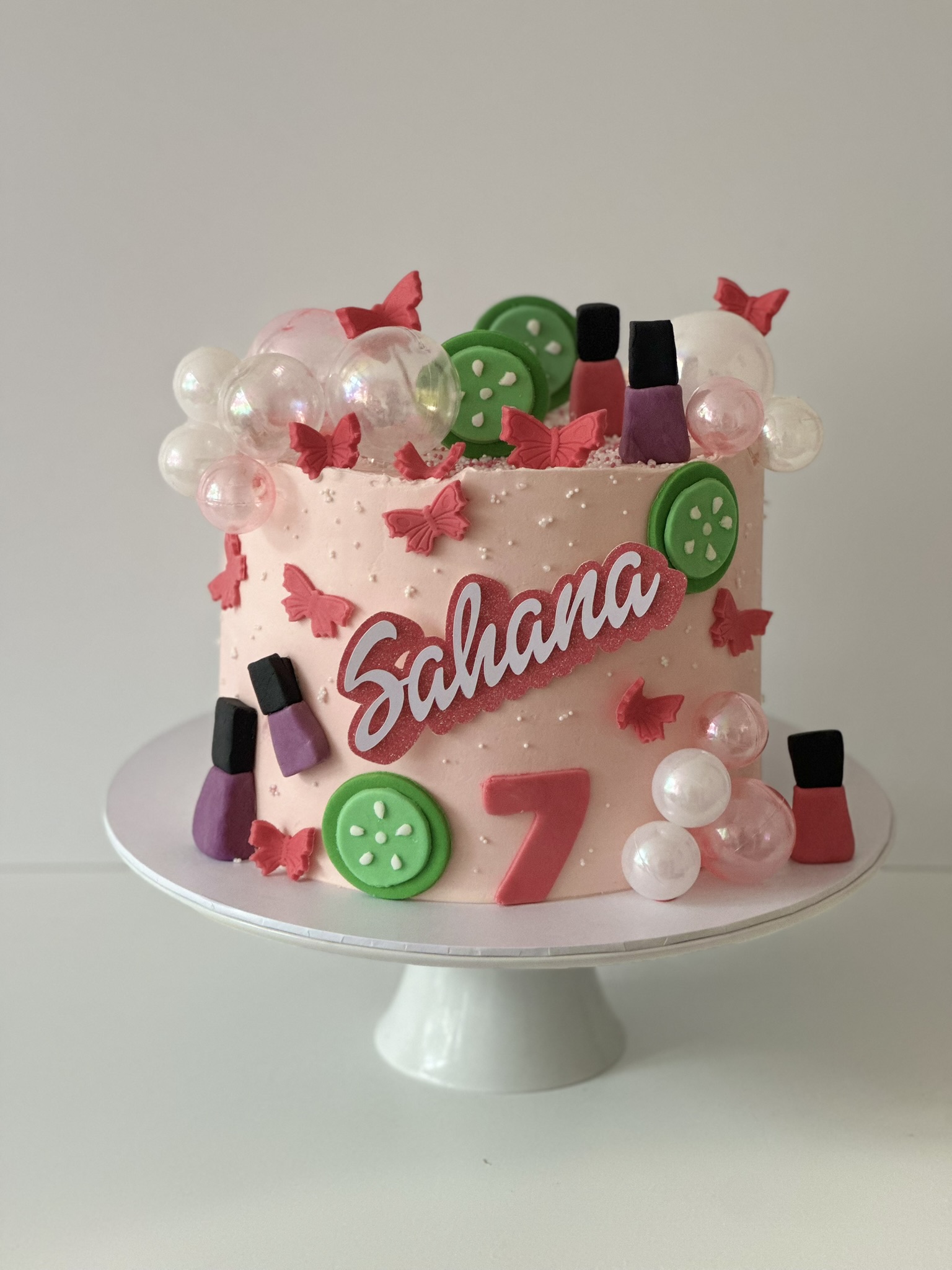 Sahana 7th birthday spa beauty nail polish cake