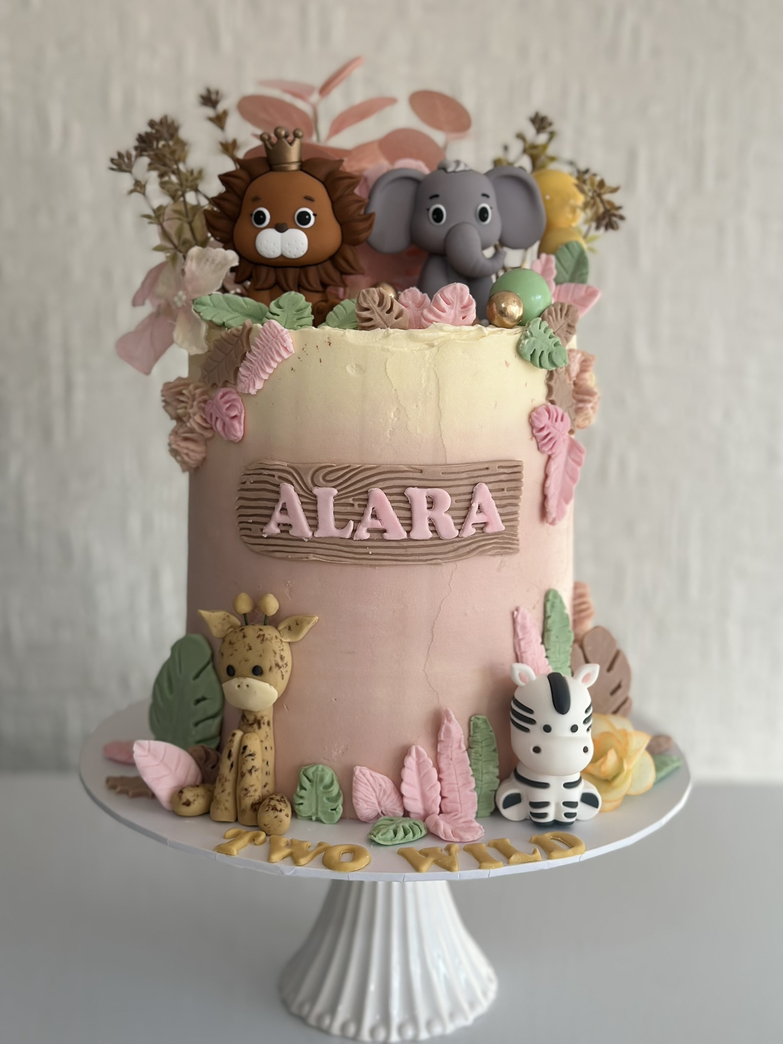 Alara Two Wild pink safari birthday cake