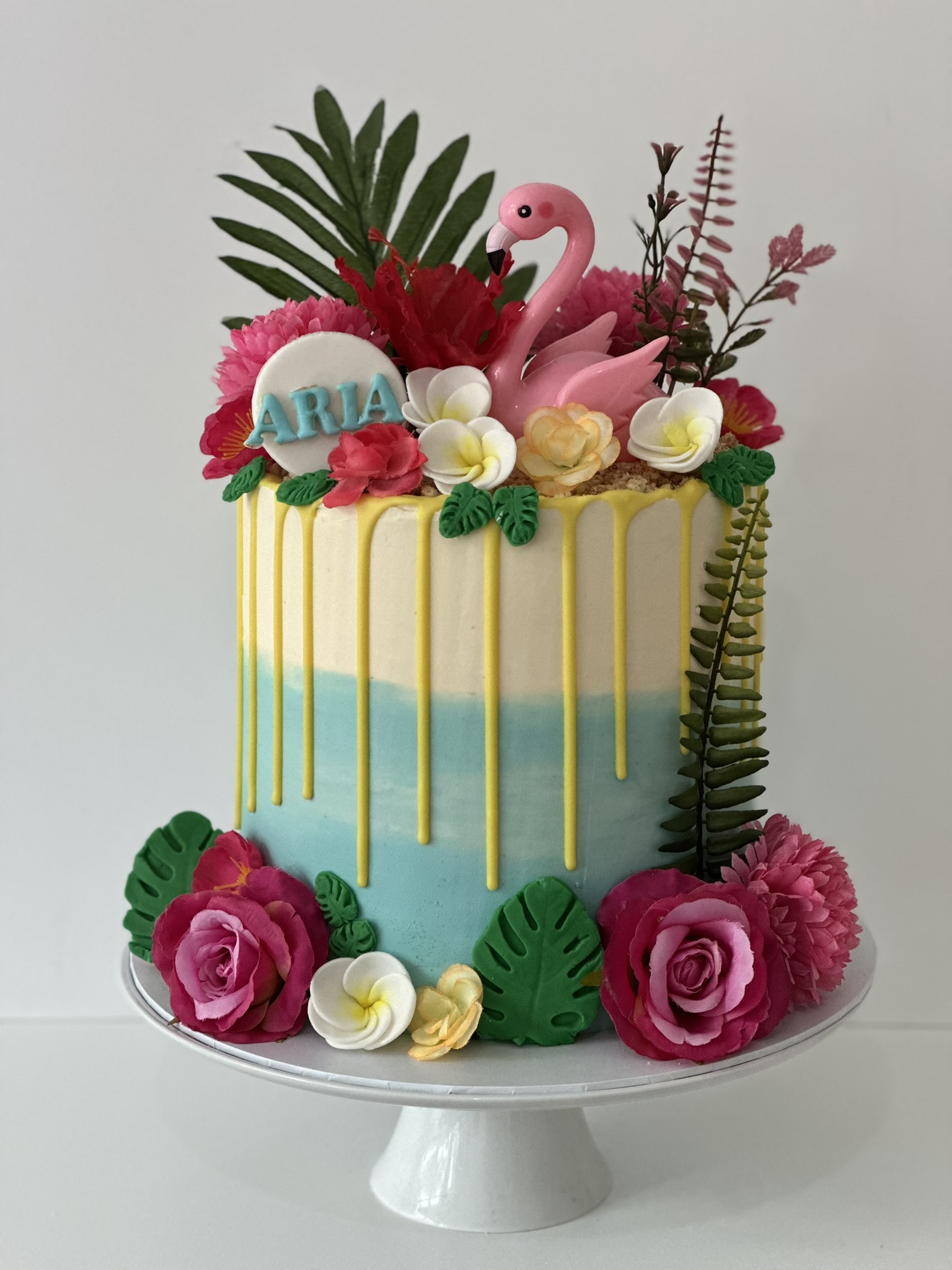 Aria flamingo tropical birthday cake