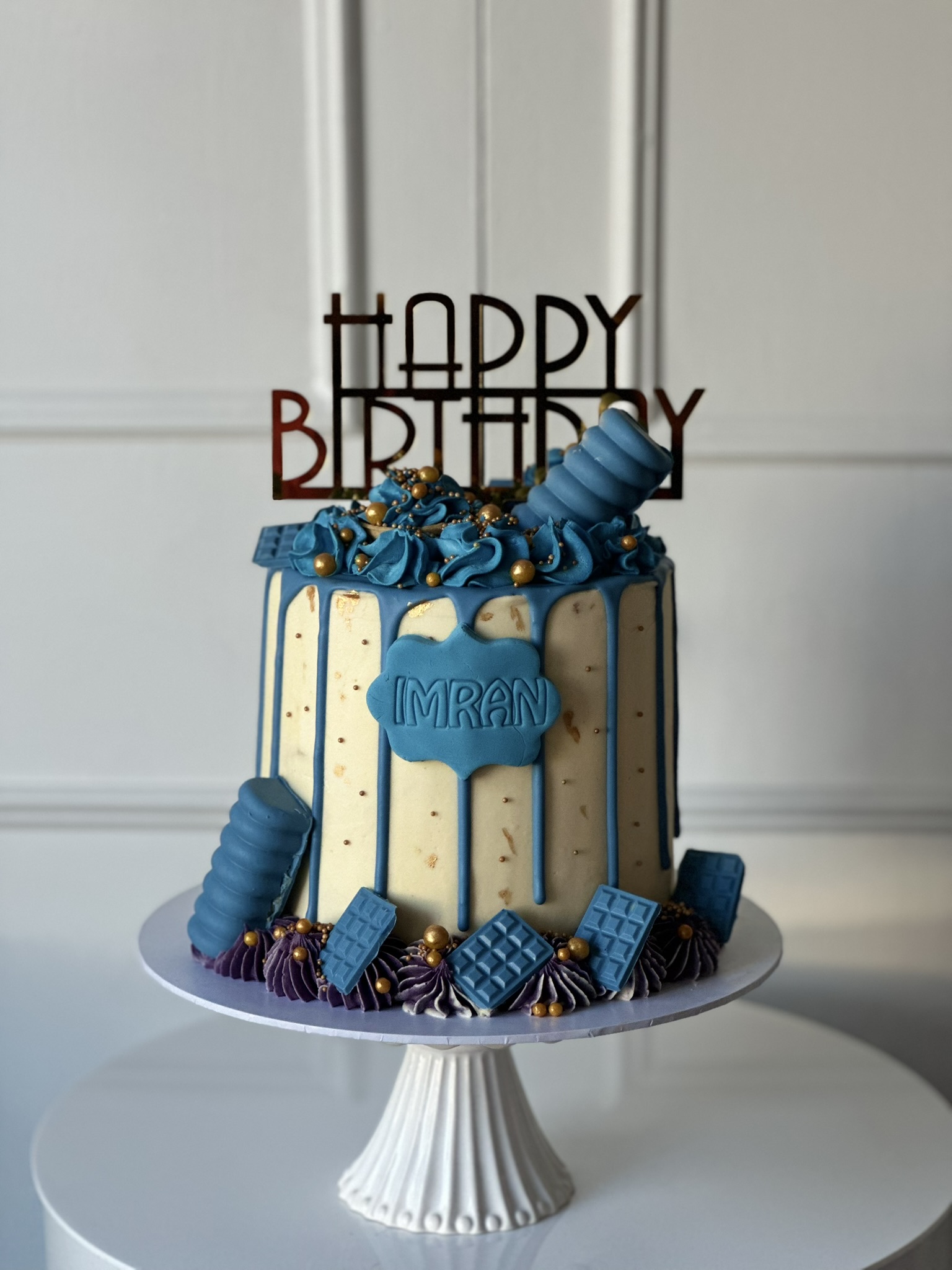 Imran blue birthday cake